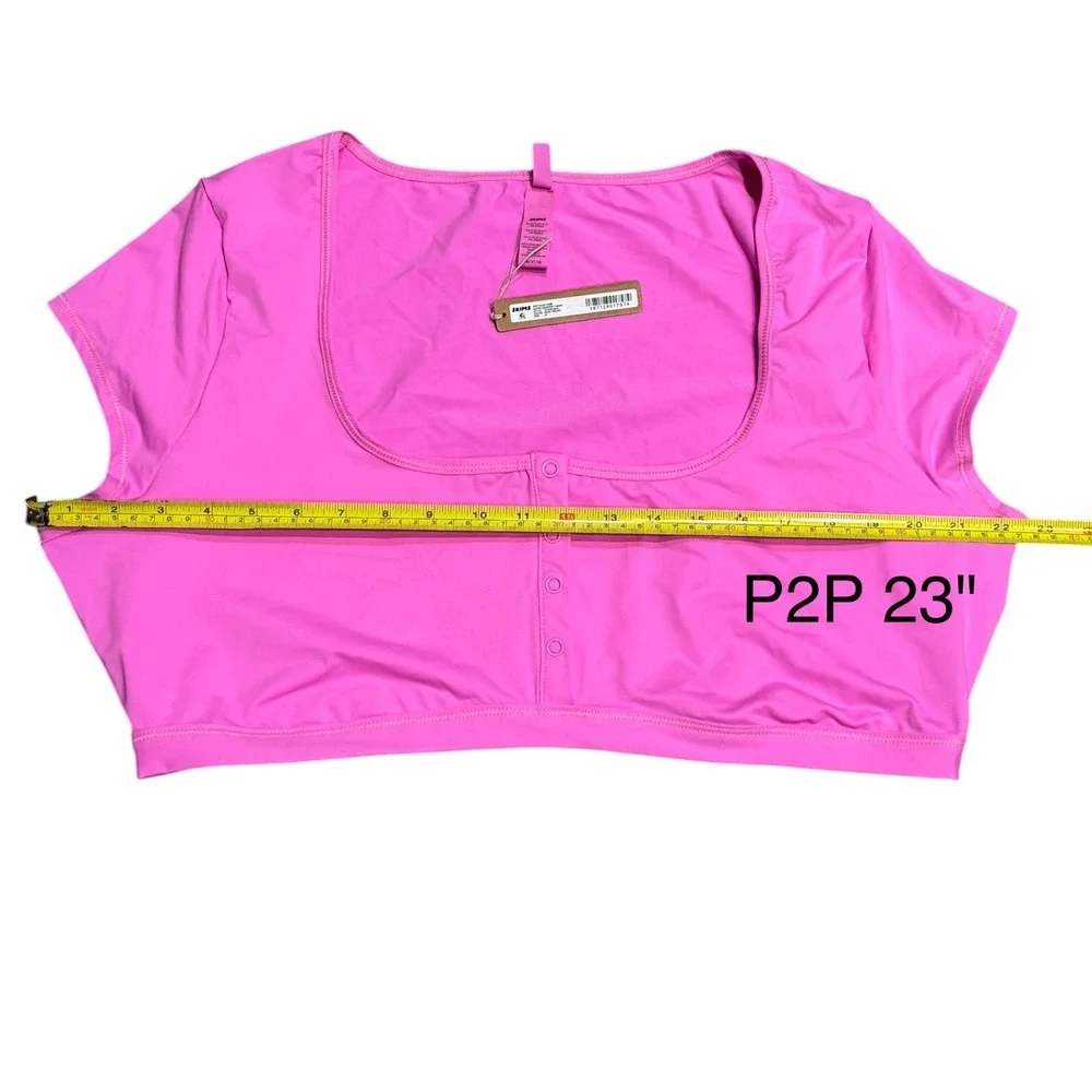 SKIMS Recycled Swim Super Cropped T-Shirt Neon Orchid Pink 4X TP-SHR-3910